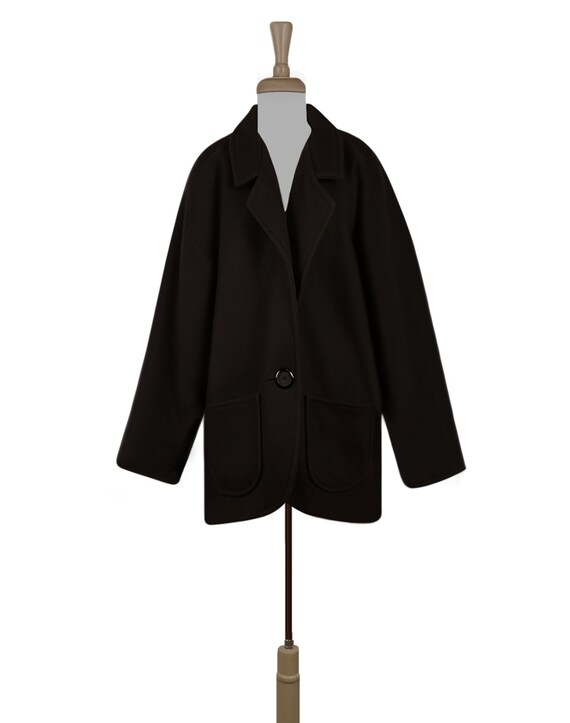 Womens Wool Coat- Winter Coat- Black Coat- Oversi… - image 2