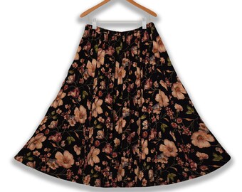 Long Skirt- Floral Skirt- Maxi Skirt- Boho Skirt- Ankle Length Skirt- Peasant Skirt- Festival Skirt- Renaissance Skirt- Hippie Folk Skirt