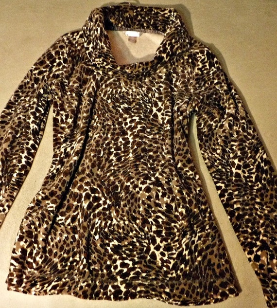 Turtleneck Sweater- Leopard Print Shirt- Leopard … - image 3