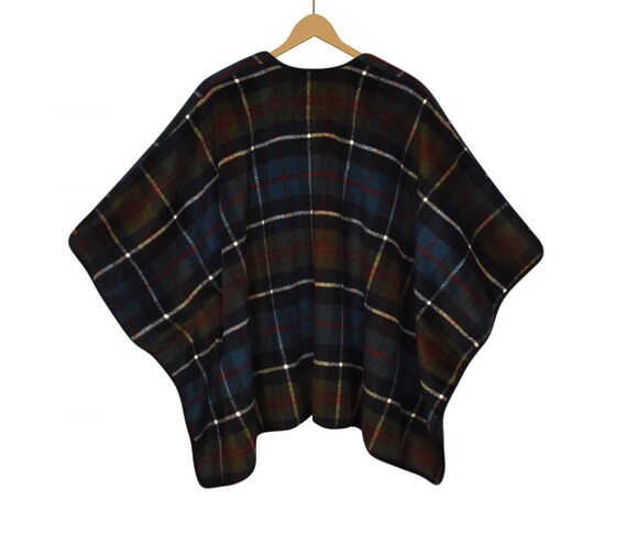 Wool Blanket Coat- Plaid Blanket Coat- Blanket Wrap- Plaid Wrap Shawl- Plaid Wool Blend Cape- Vintage Wool Blanket Jacket- Blanket Wrap View 6