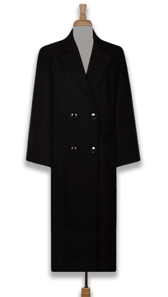 Vintage Wool Coat- Maxi Coat- Long Black Coat- Wi… - image 10