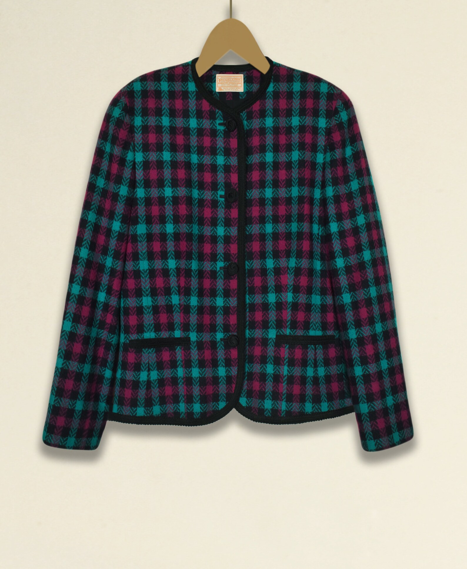 Womens Plaid Jacket Plaid Coat Wool Plaid Jacket Wool Plaid Etsy