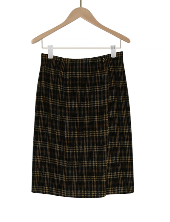 Womens Wool Skirt- Brown Plaid Skirt- Short Wool … - image 7