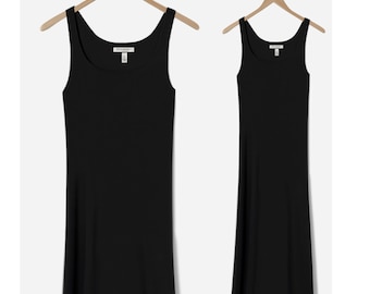 Long Black Dress- Black Maxi Dress- Sleeveless Black Dress- Simple Black Dress- Shift Dress- Black Evening Dress- Tall Women's Clothing