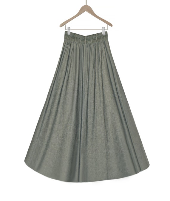 Women's Midi Skirt- Long Grey Skirt- Cotton Midi … - image 6