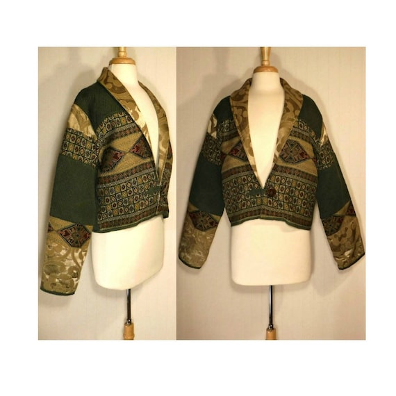 Vintage jacket, bolero jacket, hippie jacket, tape