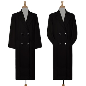 Vintage Wool Coat- Maxi Coat- Long Black Coat- Winter Coat- Long Wool Coat- Wool Maxi Coat- Formal Coat- Black Coat- Long Black Pea Coat XL