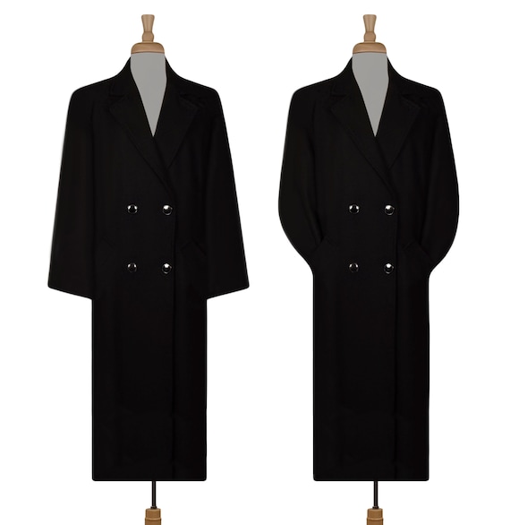 Vintage Wool Coat- Maxi Coat- Long Black Coat- Wi… - image 1