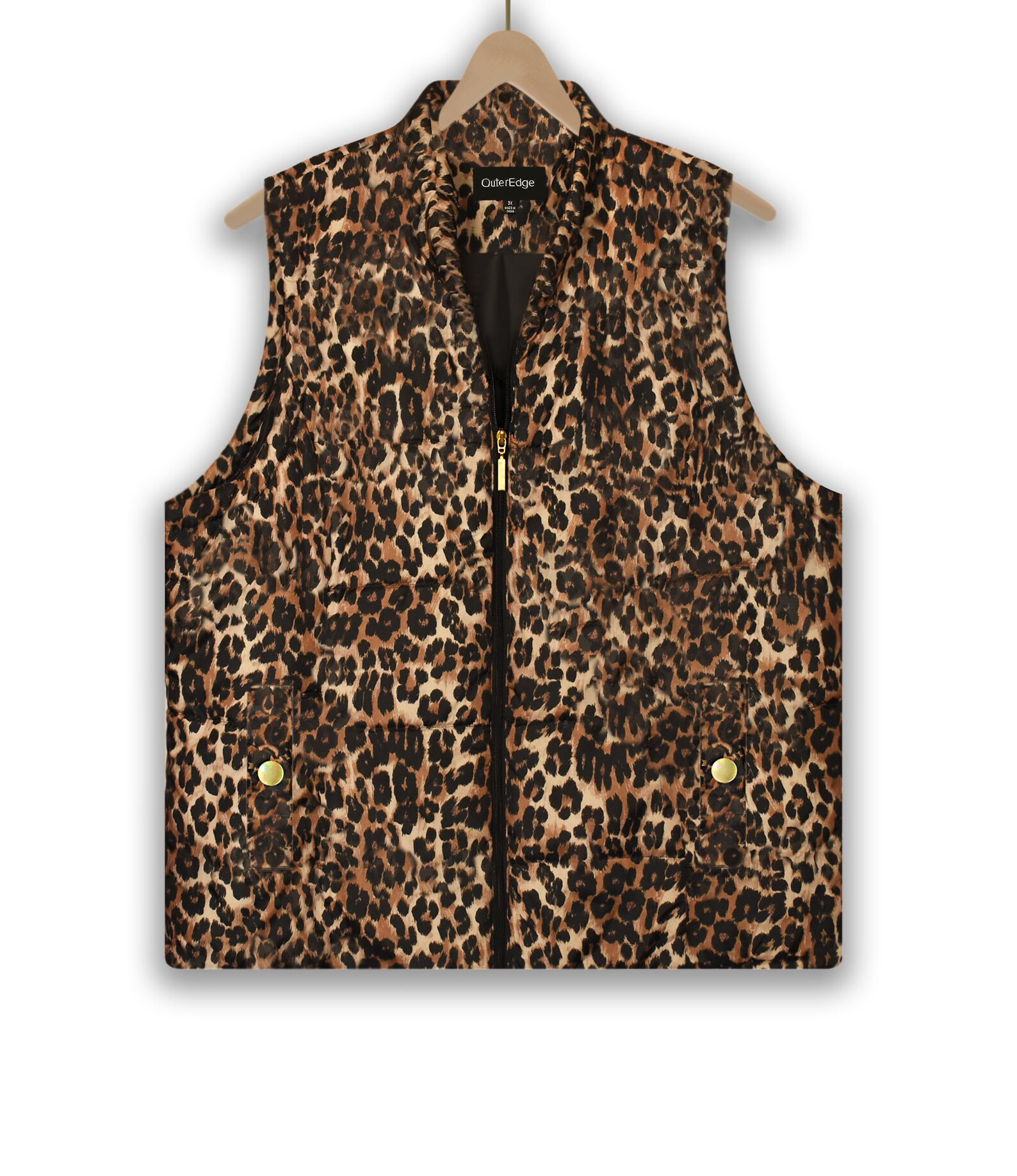 Women's Vest- Plus Size Vest- Leopard Print Vest- Puffer Vest- 3X Women ...