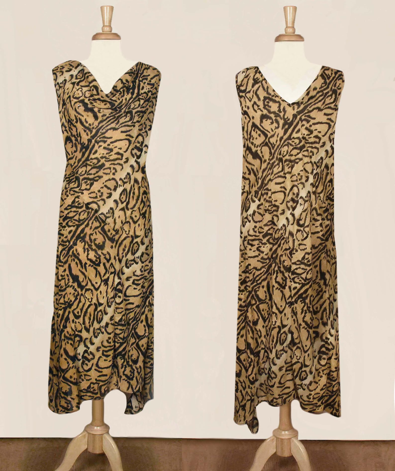 Womens Long Leopard Dress Cheetah Print Summer Dress Cowl Neck — free download