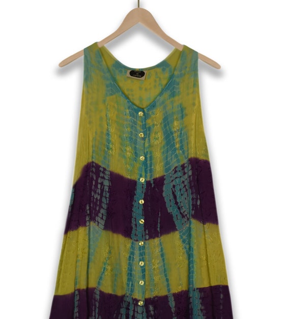 Vintage Boho Hippie Dress- Embroidered Dress- Tan… - image 7