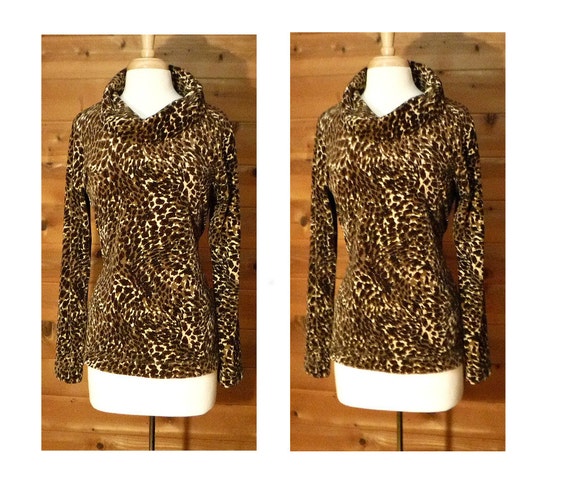 Turtleneck Sweater- Leopard Print Shirt- Leopard … - image 1