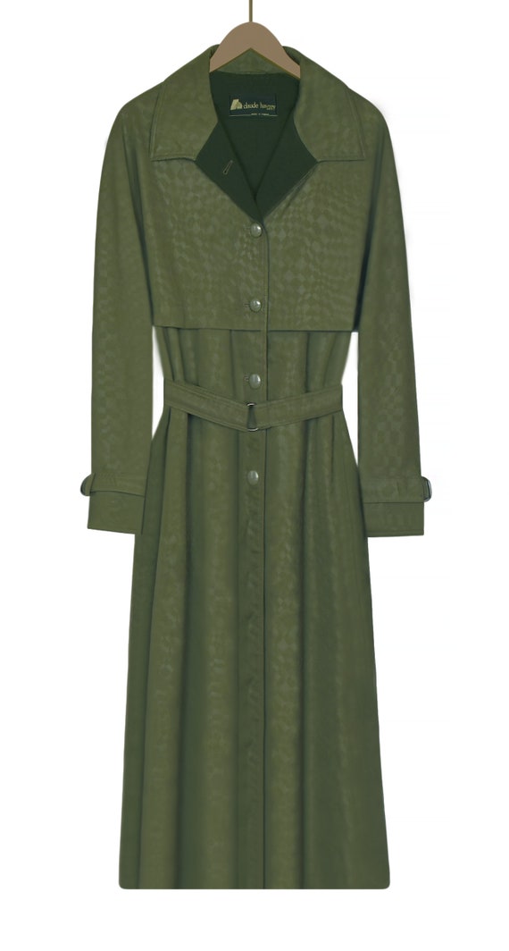 Vintage Trench Coat- Maxi Coat- Long Green Coat- … - image 2