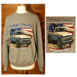 Mens Sweatshirt Sweatshirt Trucker Trucking Truck Shirt American Flag Trucking Shirt Pickup Trucks Printed Shirt Custom Sweatshirt image 1