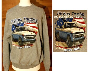 Mens Sweatshirt- Sweatshirt- Trucker- Trucking- Truck Shirt- American Flag- Trucking Shirt- Pickup Trucks- Printed Shirt- Custom Sweatshirt