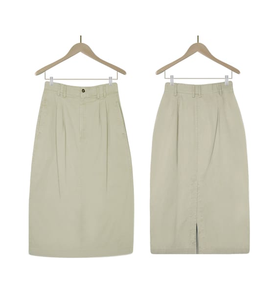 Khaki Skirt- Khaki Midi Skirt- Khaki Cargo Skirt- 