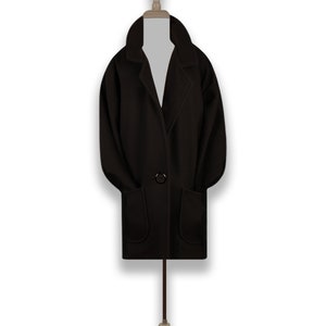 Womens Wool Coat Winter Coat Black Coat Oversize Coat Black Wool Coat Plus Size Women Warm Winter Coat Womens Overcoat Wool Coat image 5