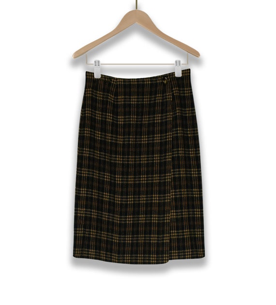 Womens Wool Skirt- Brown Plaid Skirt- Short Wool … - image 3