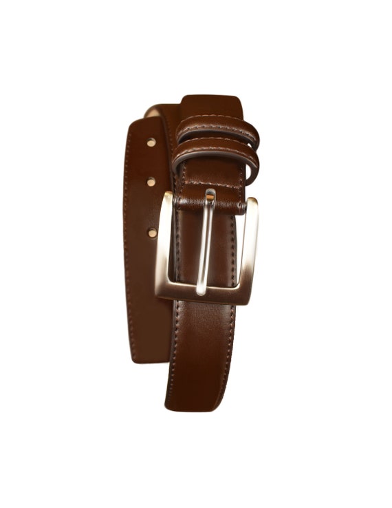 Brown Leather Belt- Brown Belt- Leather Belt- Sil… - image 3