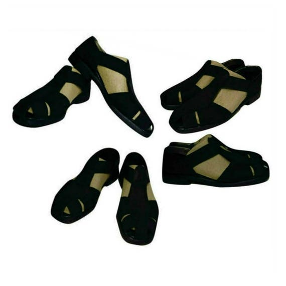 Women's sandals, strap sandals, black leather sand