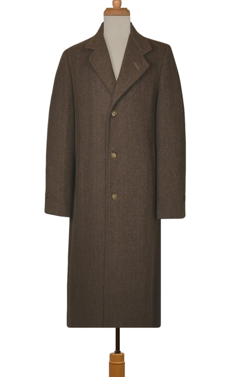 1940s Coat Mens Mens Vintage Coat Vintage Wool Coat Men's Long Coat Winter Coat Long Wool Coat Overcoat Men Brown Vintage Overcoat image 2