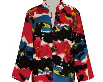 Giacca multipla - Giacca in lino da donna - Giacca in lino vintage Giacca in lino taglie forti - Giacca in lino casual - Giacca colorata Giacca in lino