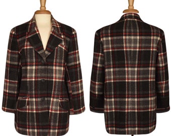 White Stag Jacket-Womens Plaid Jacket-Plaid Grey Jacket-Plaid Coat Womens-Checkered Coat-Check Jacket-Wool Gray Plaid Coat-Check Coat