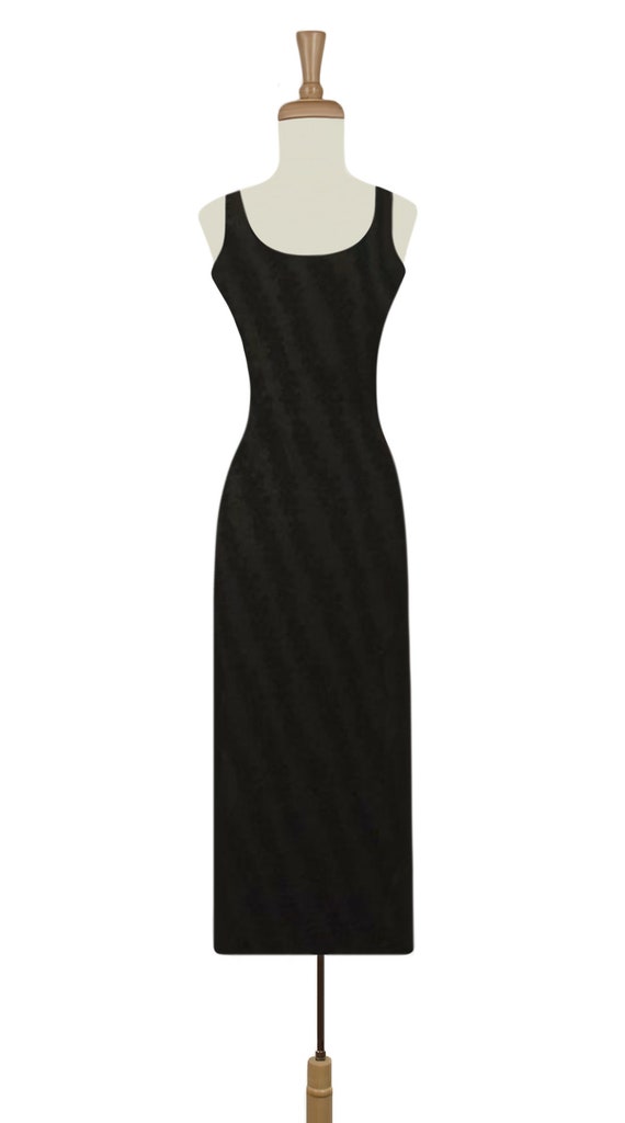 Long Black Dress- Crushed Velvet Black Dress- Emb… - image 4