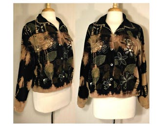 Women's Jacket- Cropped Jacket- Floral Jacket- Boho Jacket- Beaded Jacket- Hippie Jacket- Tie Dye- Festival- Vintage Jacket- Short Jacket