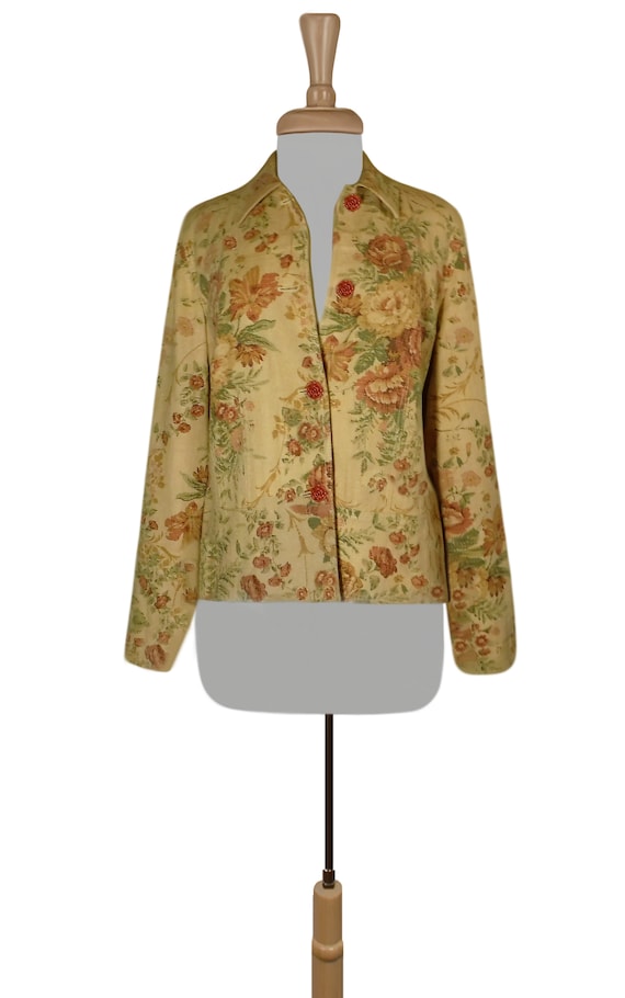 Coldwater Creek Floral Jacket- Yellow Floral Jacket- Coldwater