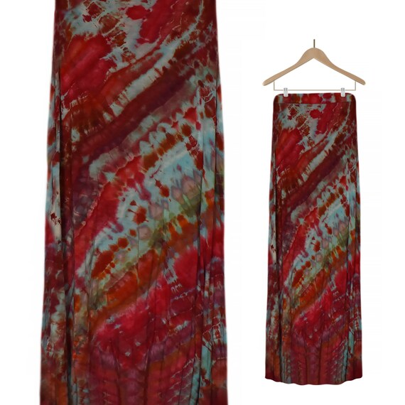 Vintage 80s Maxi Skirt- Tie Dye Skirt- Long Hippie
