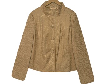 Live a Little Leather Jacket- Gold Leather Jacket- Leopard Leather Jacket- Cropped Leather Jacket- Gold Embossed Leather Leopard Jacket