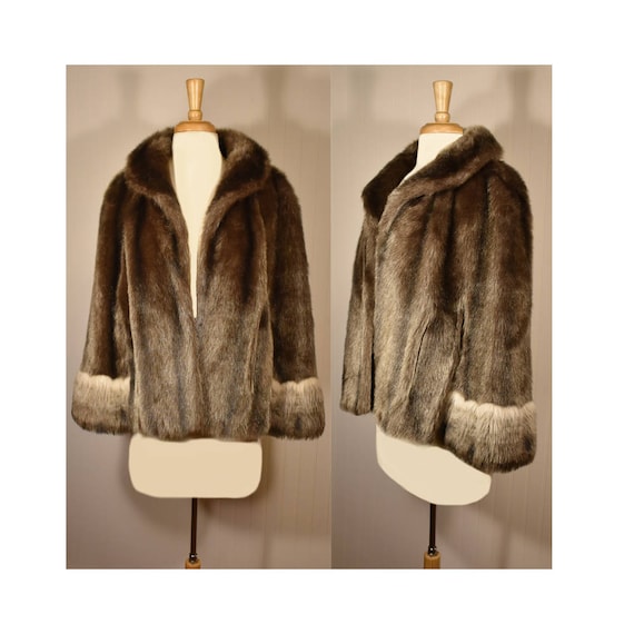 Vintage Faux Fur Cape- Fur Cape- Faux Fur Jacket-… - image 1