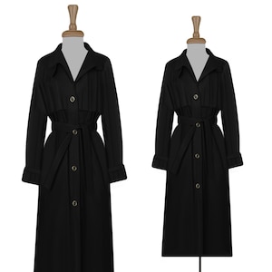 London Fog Black Trench Coat- London Fog Womens Midi Length Trench Coat- London Fog Winter Coat- Petite London Fog Coat- Size 8 Trench Coat