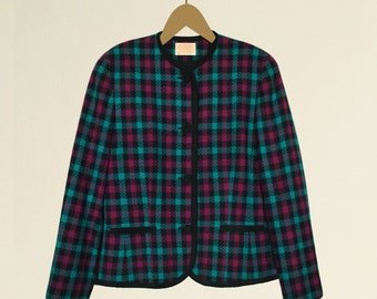 Chaqueta Pendleton vintage para mujer - Abrigo de lana a cuadros - Chaqueta de lana a cuadros de colores