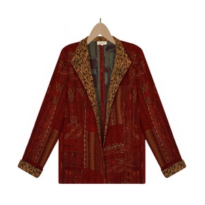 Coldwater Creek Tapestry Jacket- Womens Leopard Print Jacket- Boho Jacket- Bohemian Coat- Carpet Coat Tribal Jacket- Vtg Coldwater Creek M
