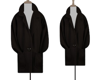Womens Wool Coat- Winter Coat- Black Coat- Oversize Coat- Black Wool Coat- Plus Size Women- Warm Winter Coat- Womens Overcoat- Wool Coat
