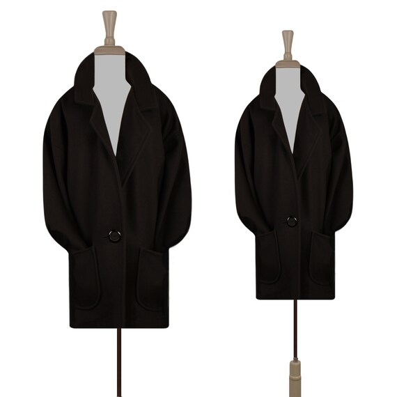 Womens Wool Coat- Winter Coat- Black Coat- Oversi… - image 1
