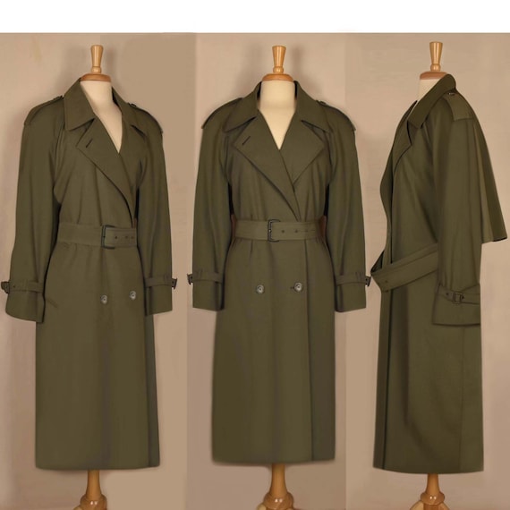 Womens Trench Coat- London Fog Trench Coat- Green… - image 2