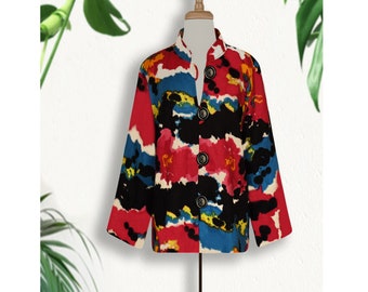 Women's Linen Jacket- Vintage Linen Jacket- Cool Retro Linen Coat- Linen Festival Jacket- Casual Boho Jacket- Bohemian Hippie Linen Jacket