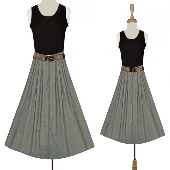 Women's Midi Skirt- Long Grey Skirt- Cotton Midi … - image 1