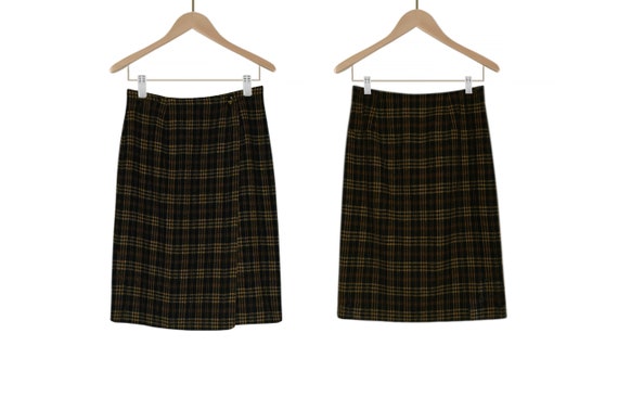 Womens Wool Skirt- Brown Plaid Skirt- Short Wool … - image 5