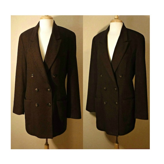 Women's Vintage Coat- Wool Coat- Wool Pea Coat- Bu