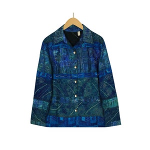 Boho Jacket Women- Blue Silk Jacket- Womens Embroidered Silk Jacket- Silk Beaded Jacket Cotton Lining- Silk Embroidered Jacket Blue Green