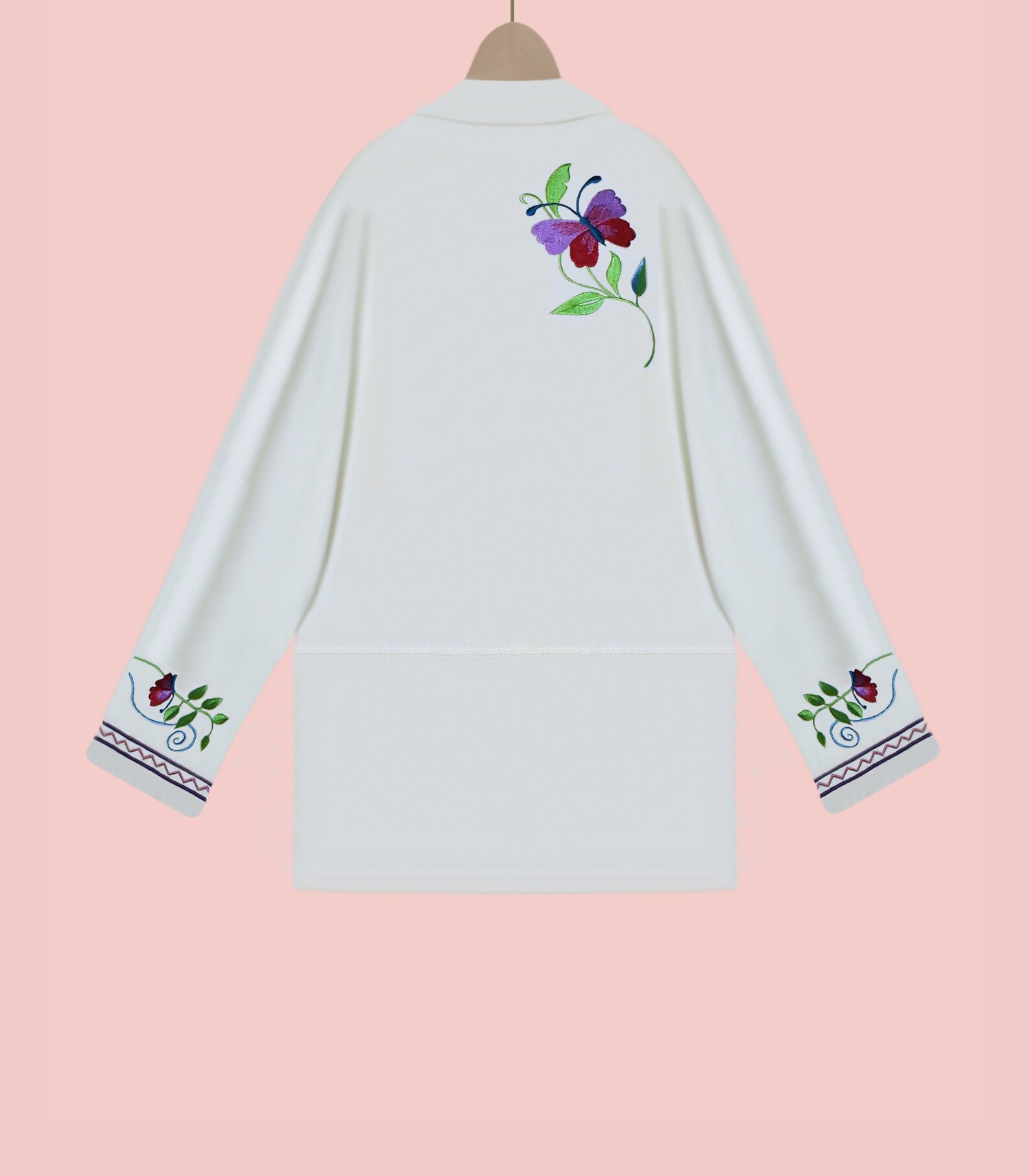 Embroidered Jacket Embroidered White Coat Embroidered White Etsy