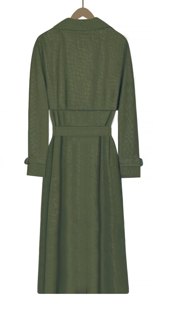 Vintage Trench Coat- Maxi Coat- Long Green Coat- … - image 3