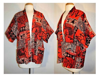 Women's Tribal Jacket- Open Front Jacket- Kimono Style Jacket- Indian Southwest Jacket- Hippie Jacket- Festival Jacket- Cotton Tribal Print