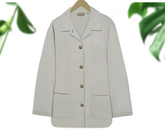 Chaqueta de pana blanca- Abrigo de pana- Chaqueta de cordón- Chaqueta de pana vintage- Chaqueta de cordón de mujer- Blazer de pana- Chaqueta con botón blanco L