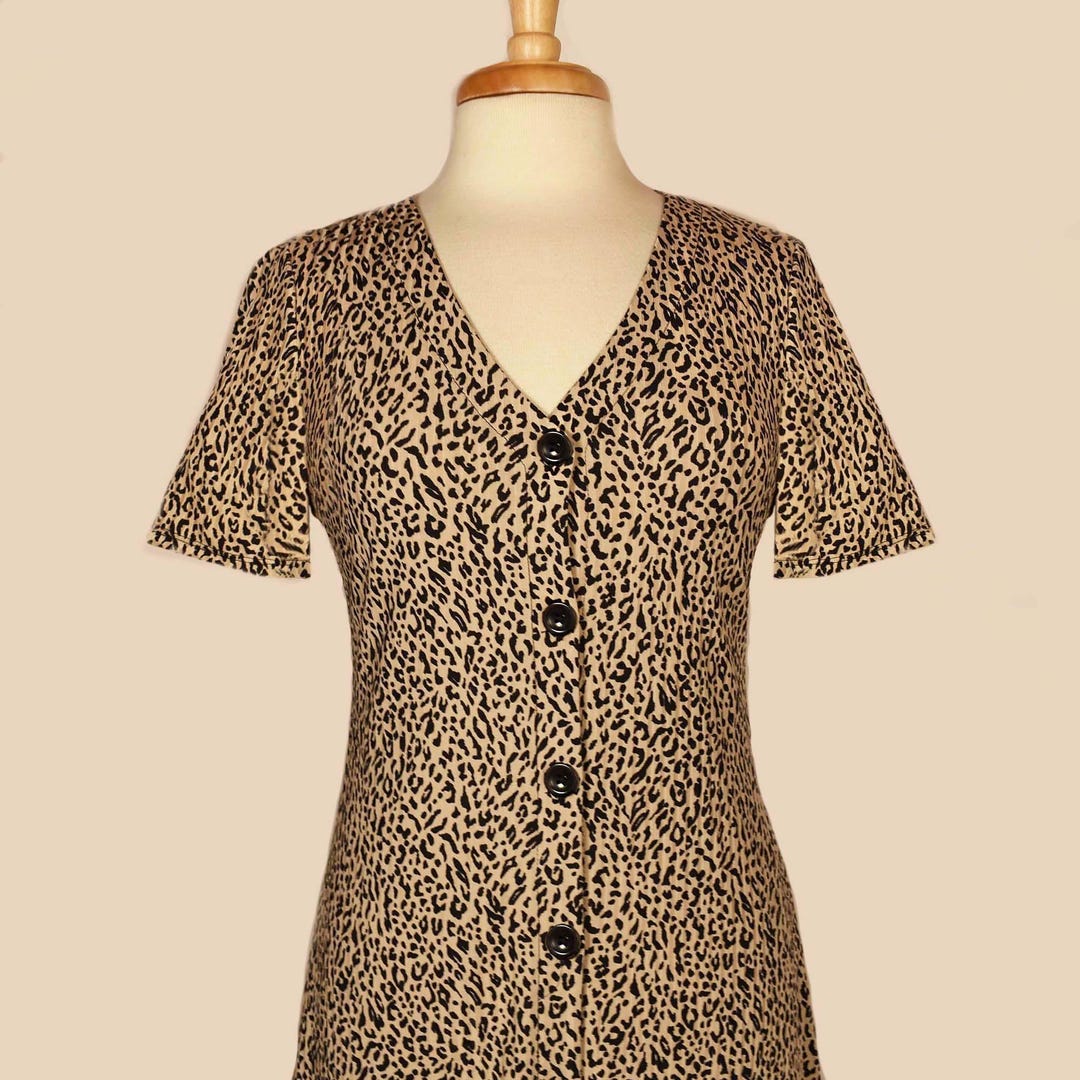 Womens Leopard Dress- Leopard Print Dress- Vintage Leopard Print Dress ...