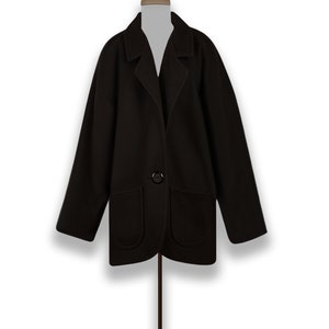 Womens Wool Coat Winter Coat Black Coat Oversize Coat Black Wool Coat Plus Size Women Warm Winter Coat Womens Overcoat Wool Coat image 3